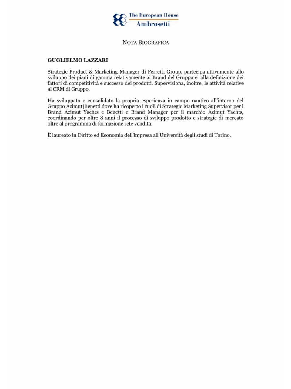 Guglielmo Lazzari - nota biografica