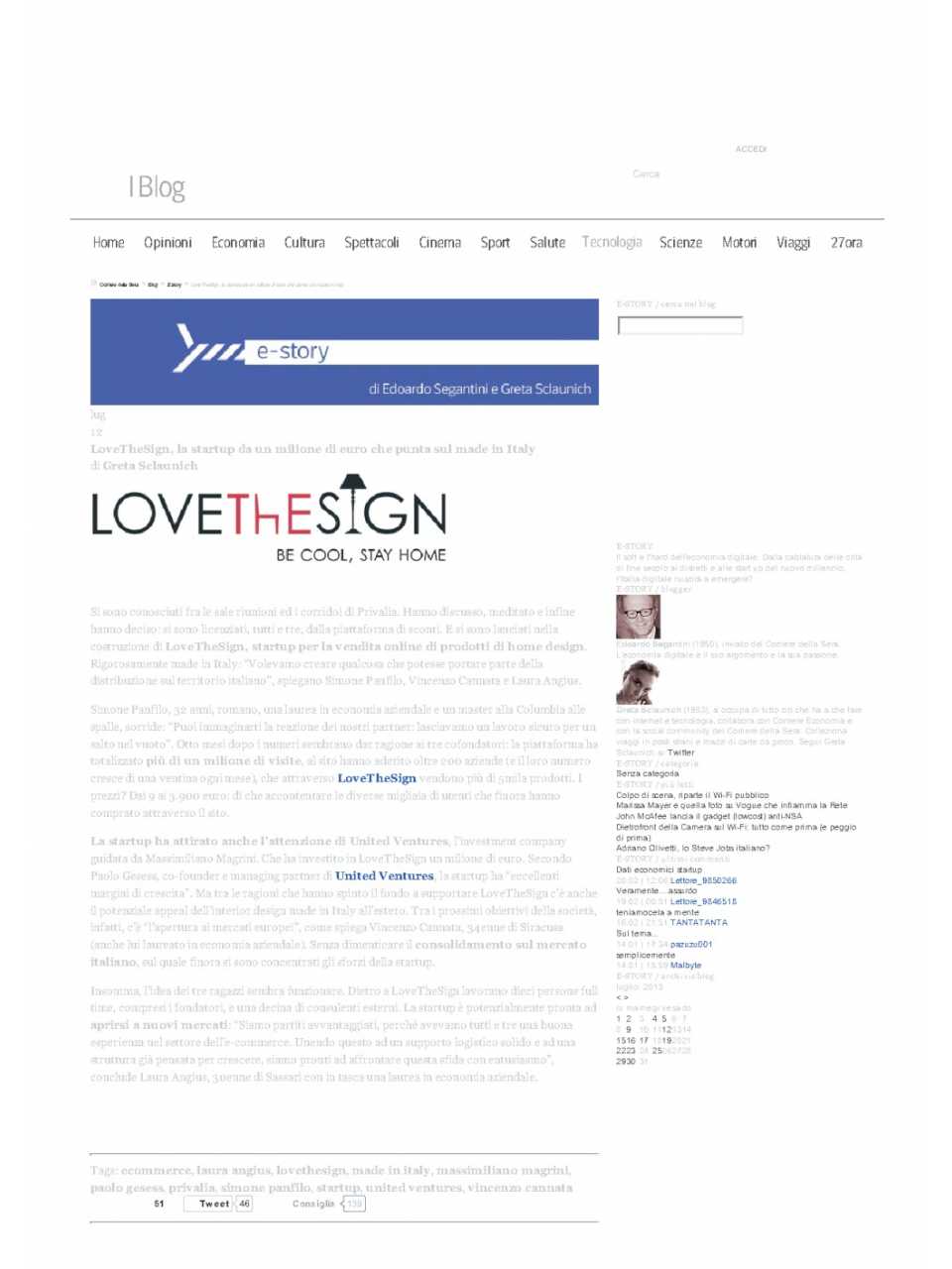 LoveTheSign, la startuo da un milione di euro che punta sul made in Italy