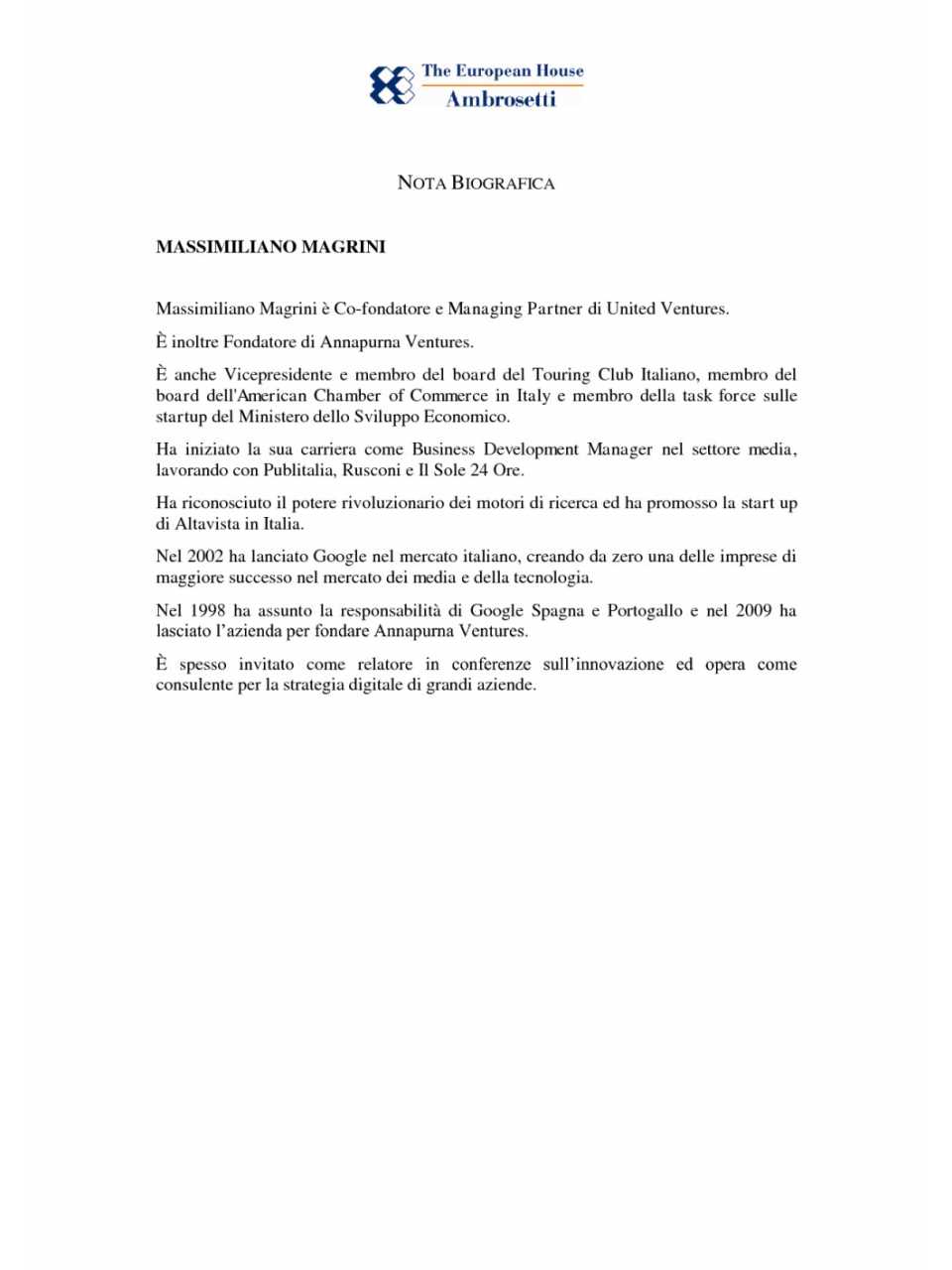 Nota biografica - Massimiliano Magrini