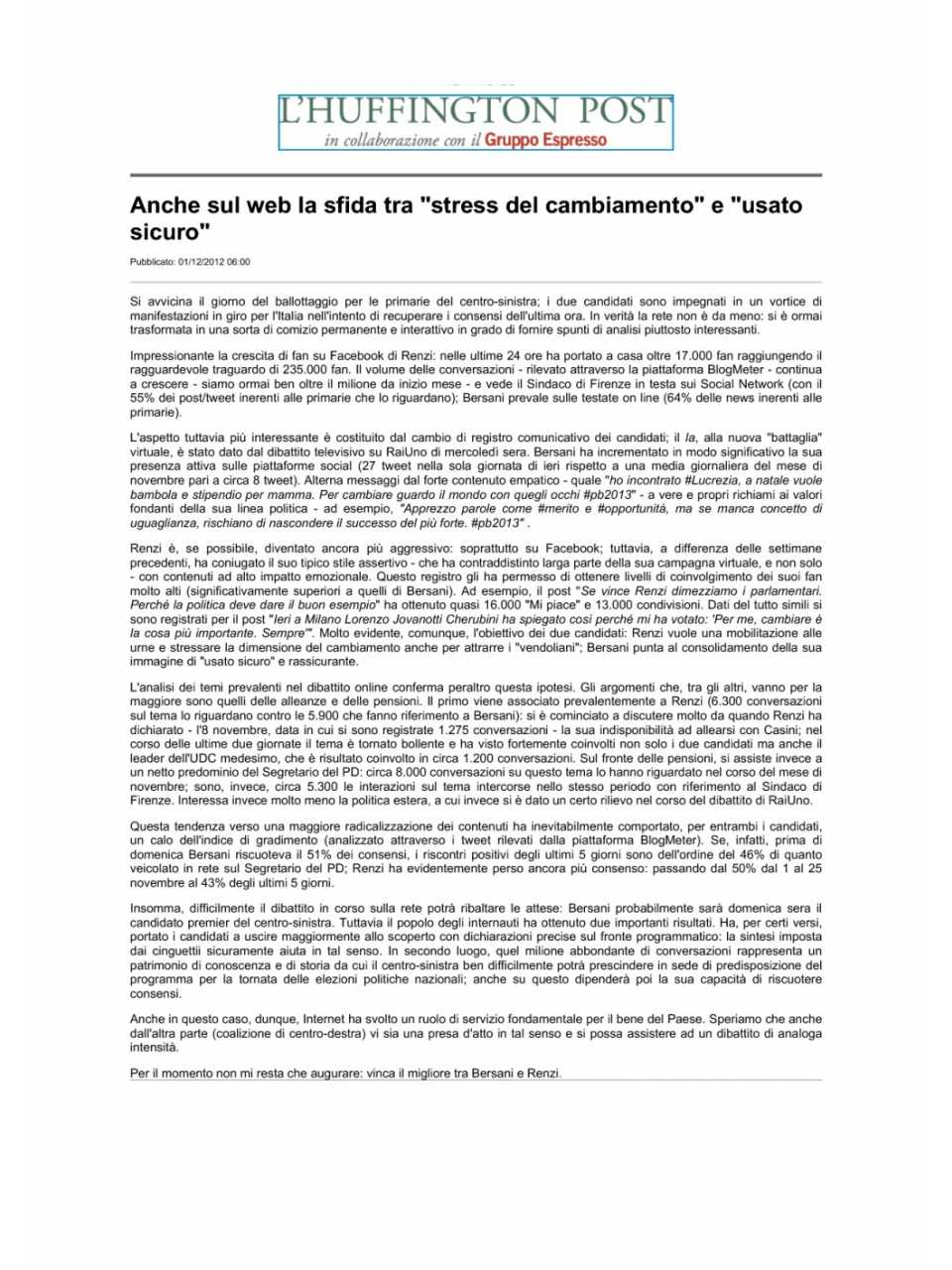 Anche sul web la sfida tra