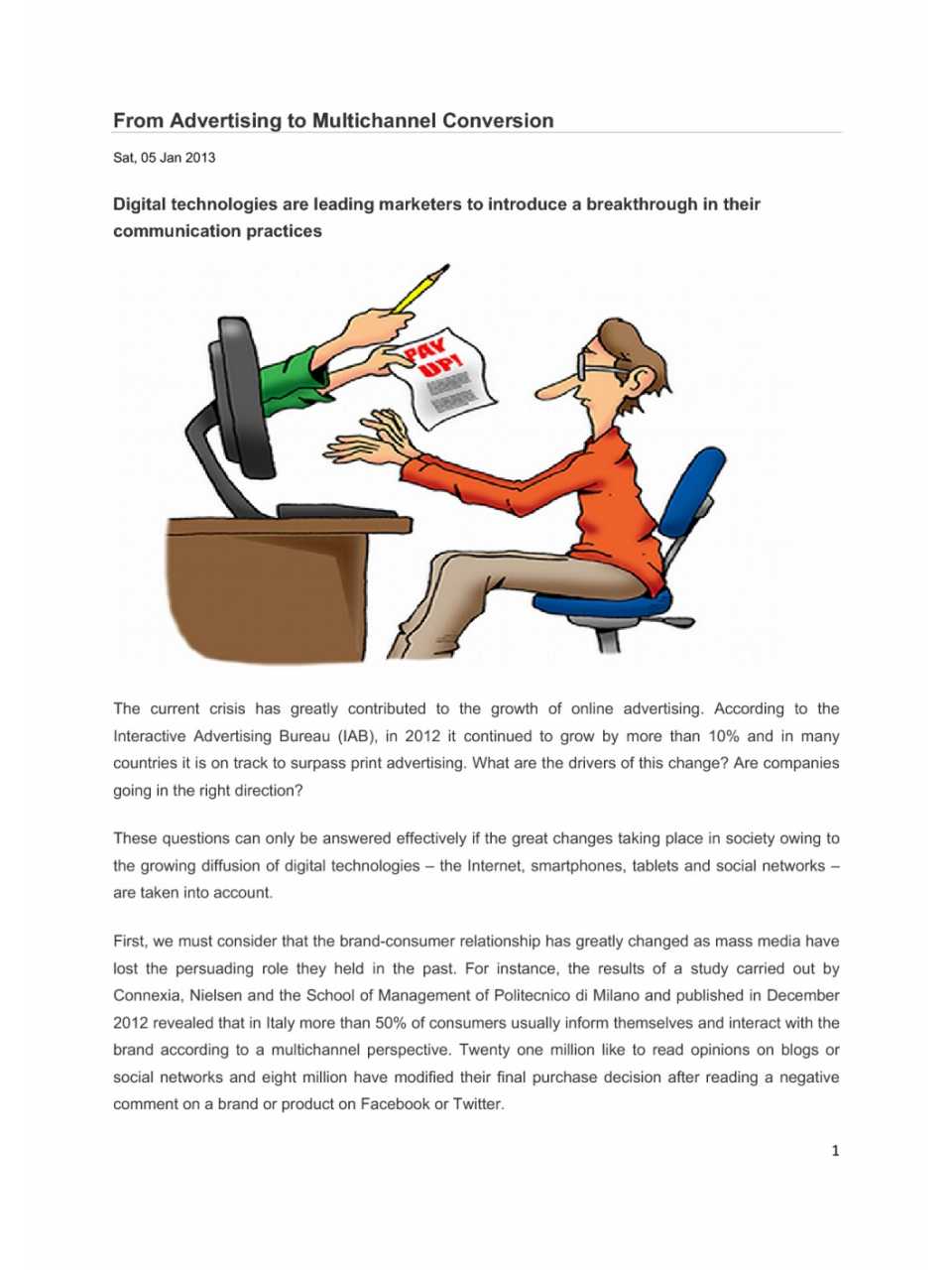 From advertising to multichannel conversion