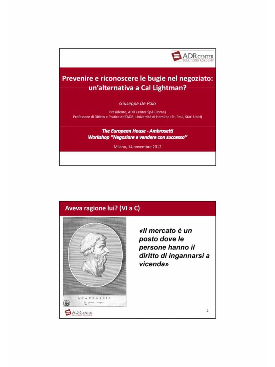 Presentazione di Giuseppe De Palo al Workshop