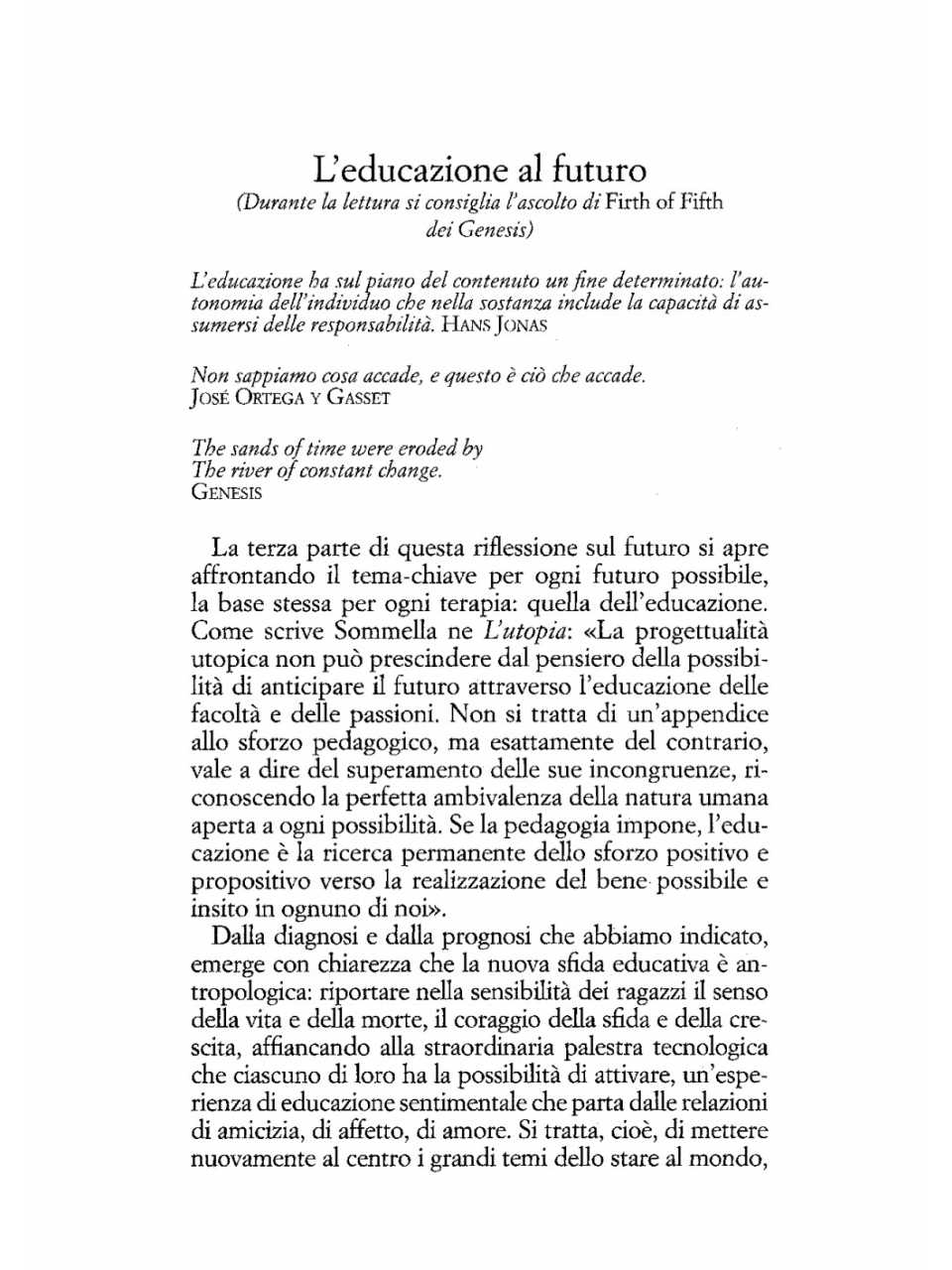 L'educazione al futuro