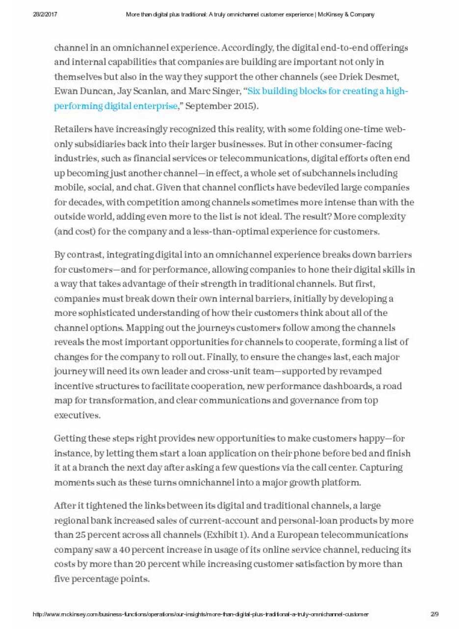 More than digital plus traditional: a truly omnichannel customer experience