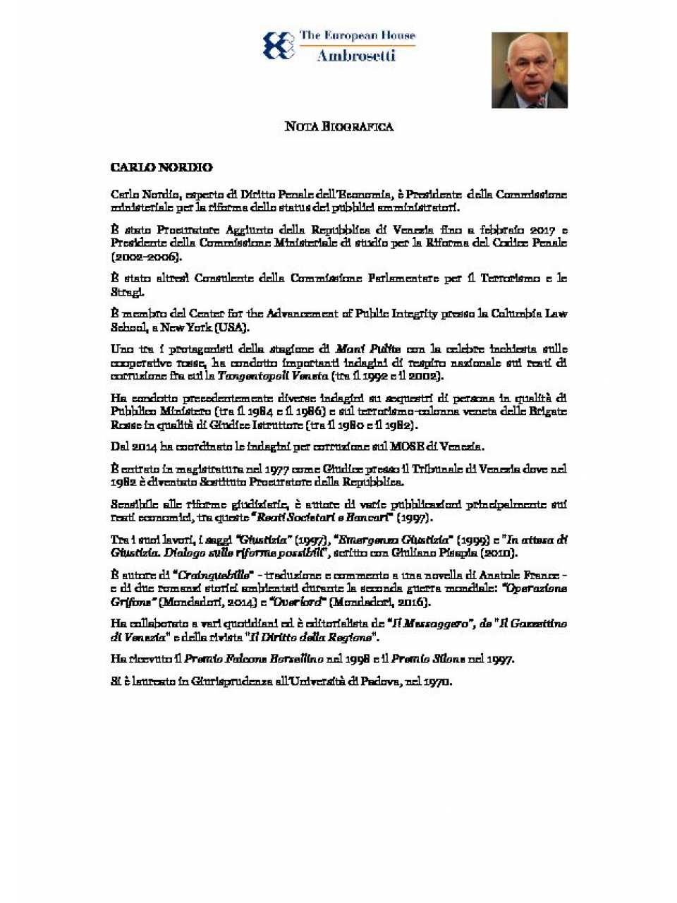 Carlo Nordio - Nota biografica