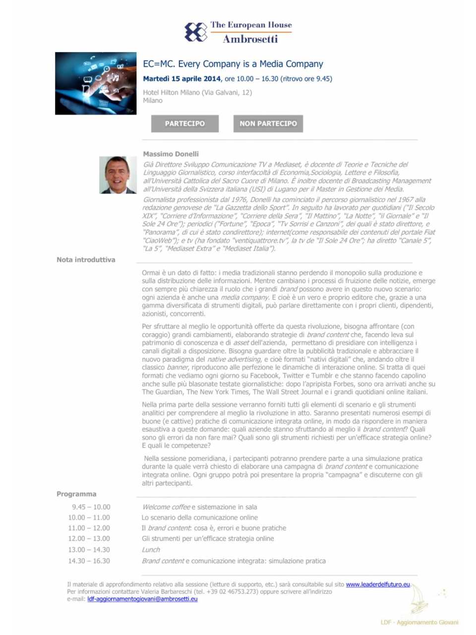 Nota informativa 15 aprile 2014