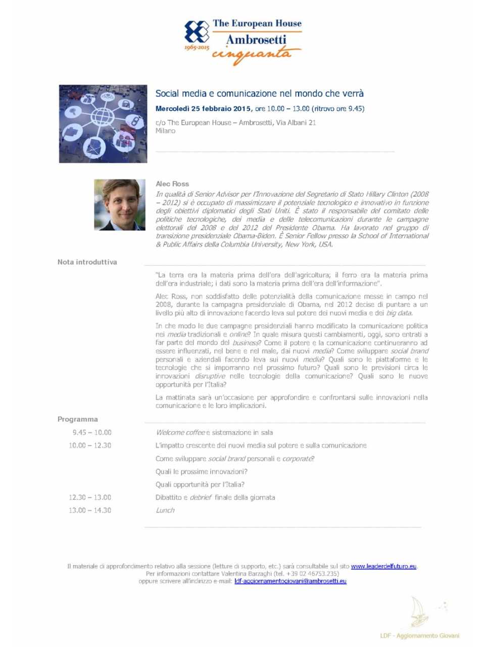 Alec Ross - Nota informativa