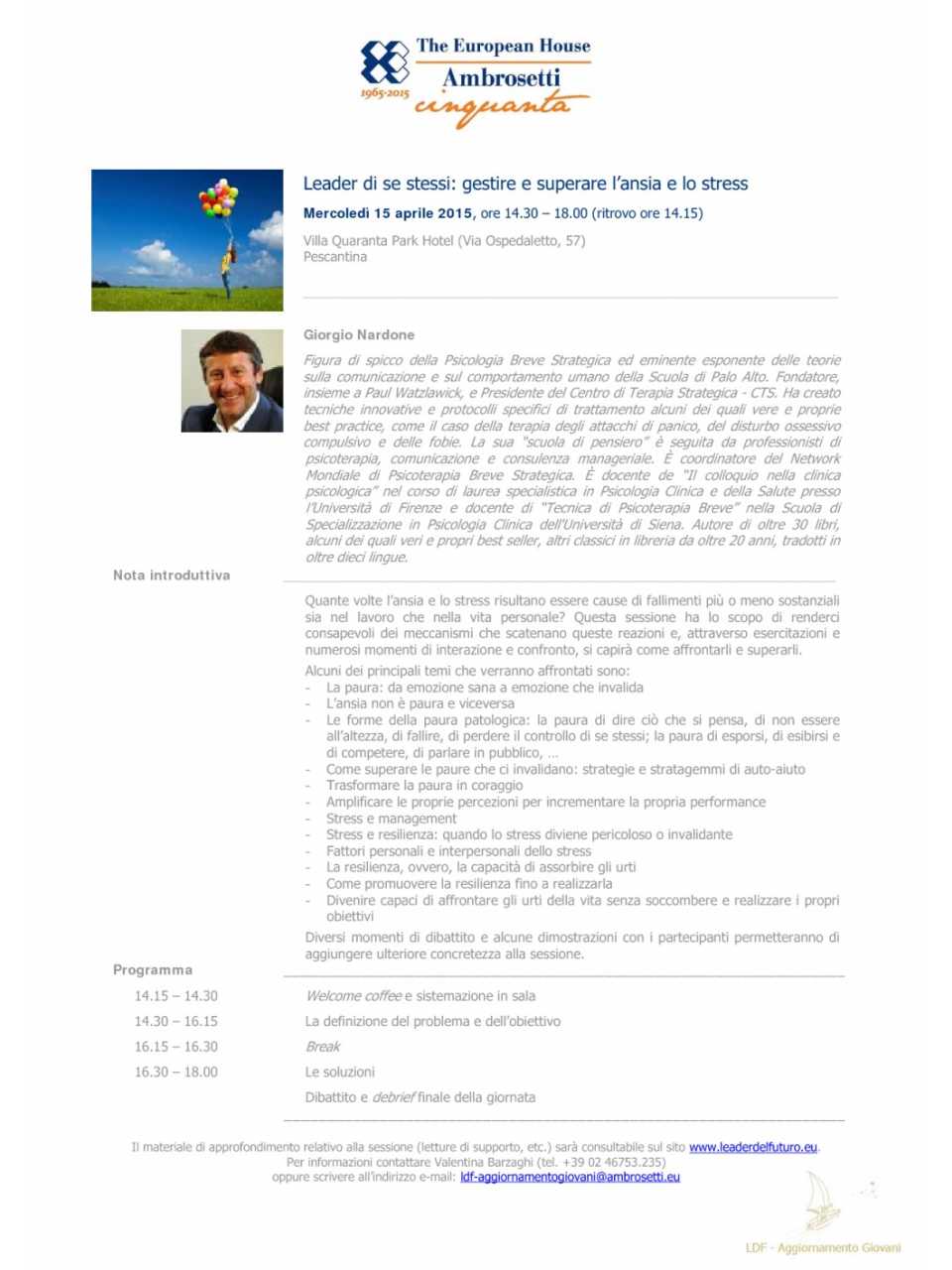 Giorgio Nardone - Nota informativa