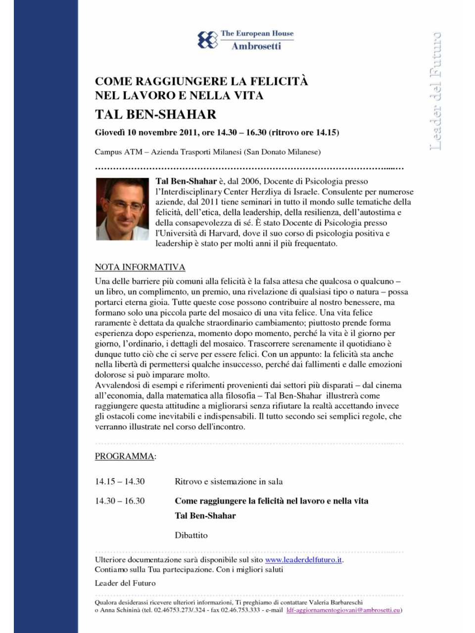 Nota informativa 10 novembre - pomeriggio