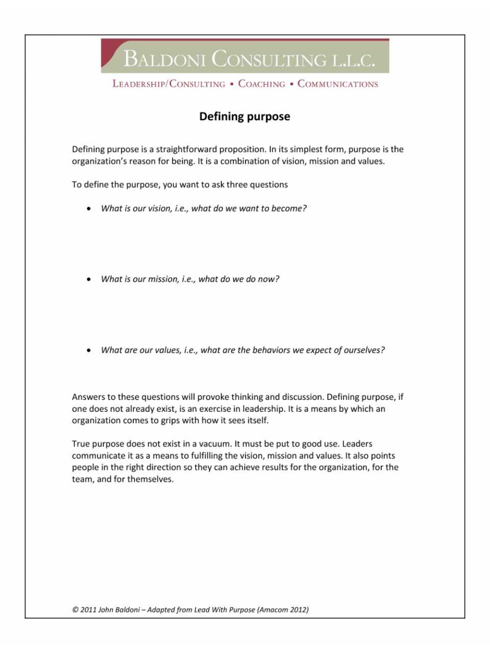 Defining purpose