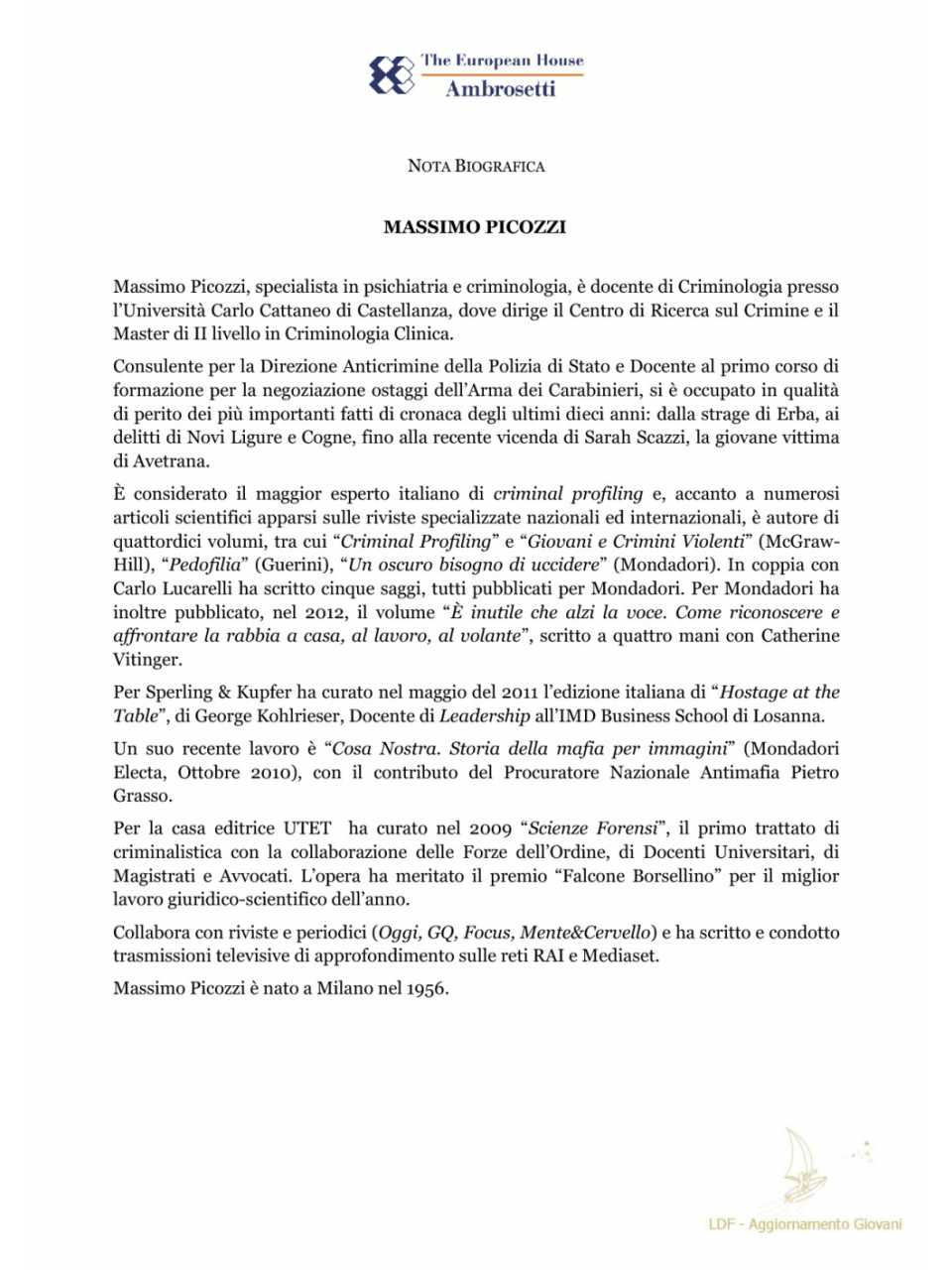 Nota biografica - Massimo Picozzi