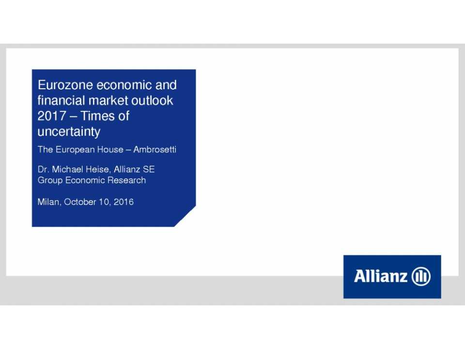 L’outlook economico e finanziario dell’Eurozona: biennio 2016-2017