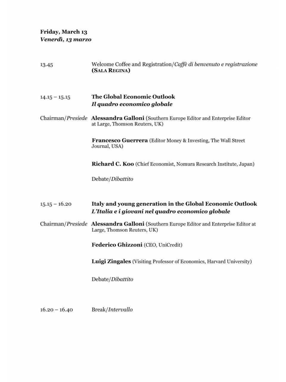 Programma del Forum