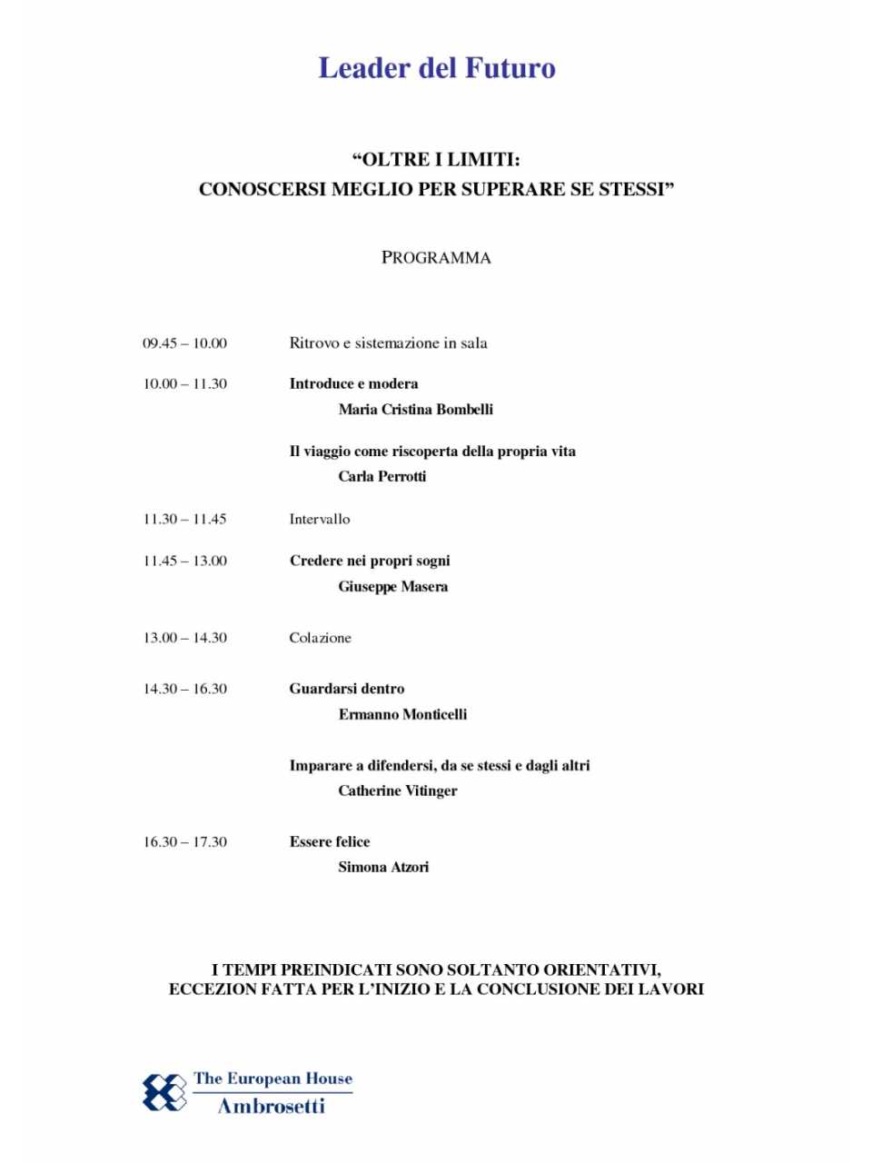 Programma 28 ottobre 2011