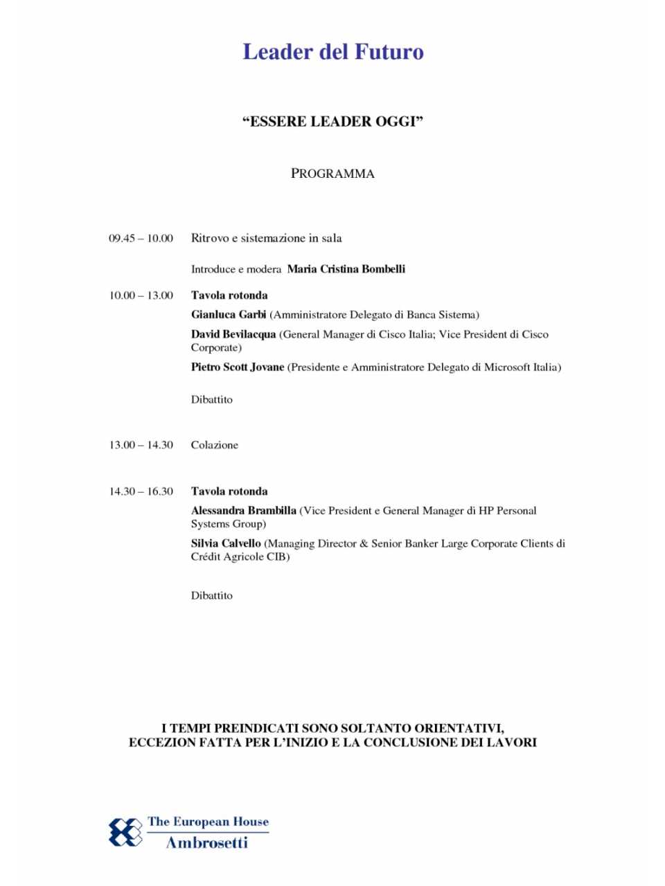 Programma - 2 dicembre 2011
