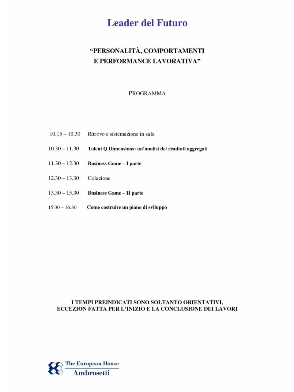Programma - 9 marzo 2012