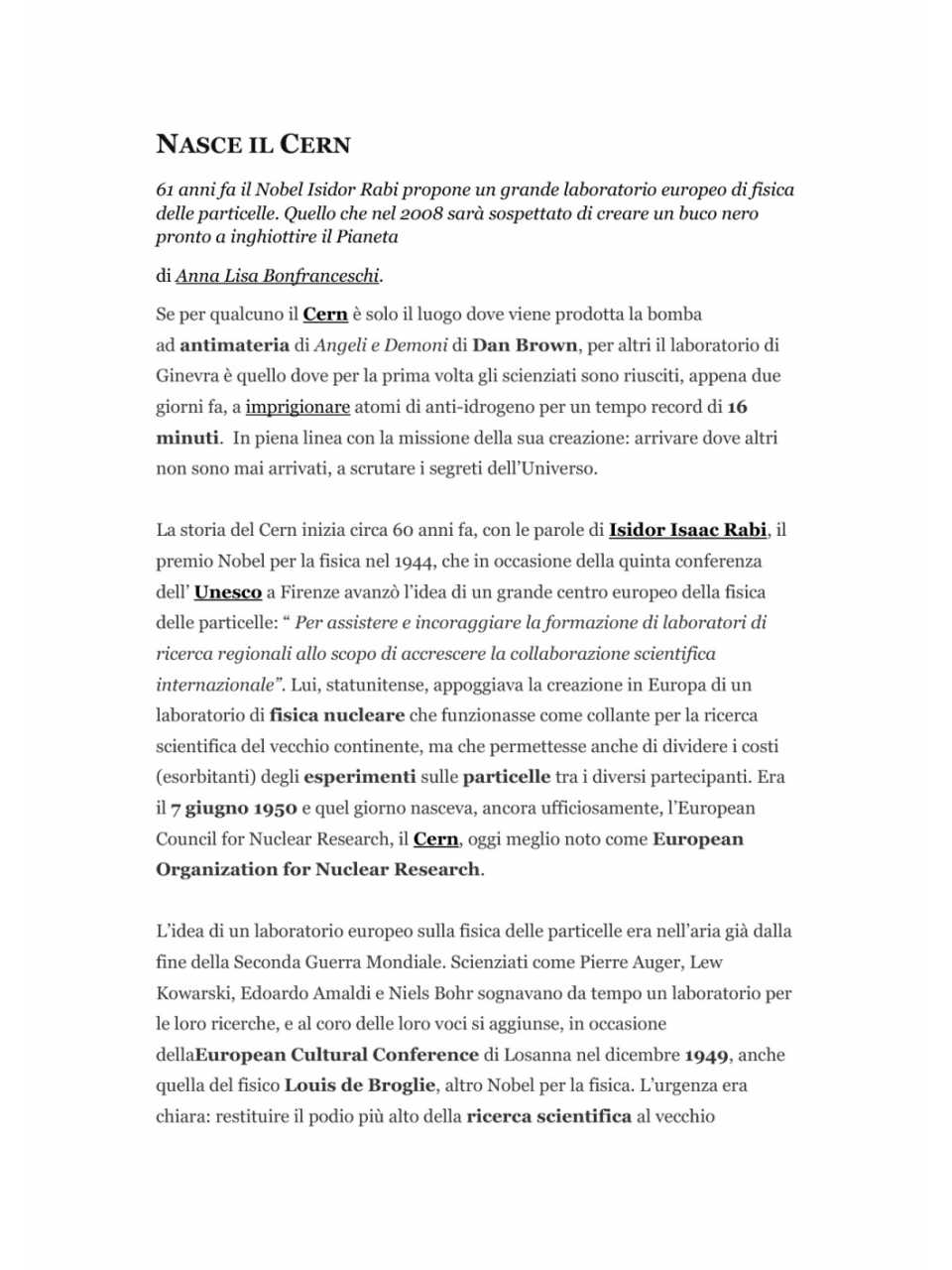 Nasce il CERN