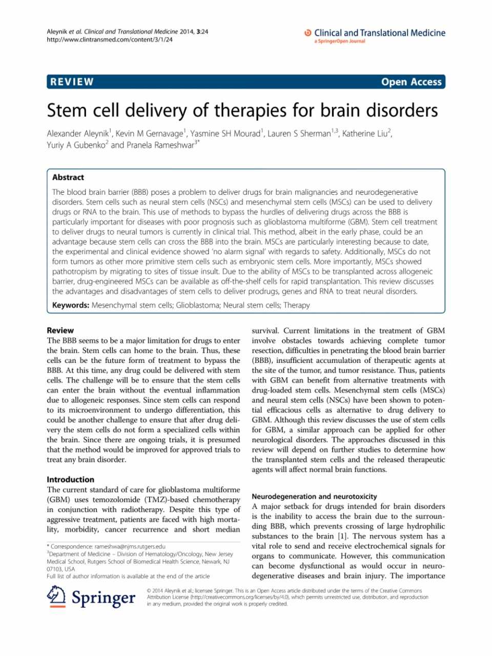 Stem cell delivery of therapies for brain disorders