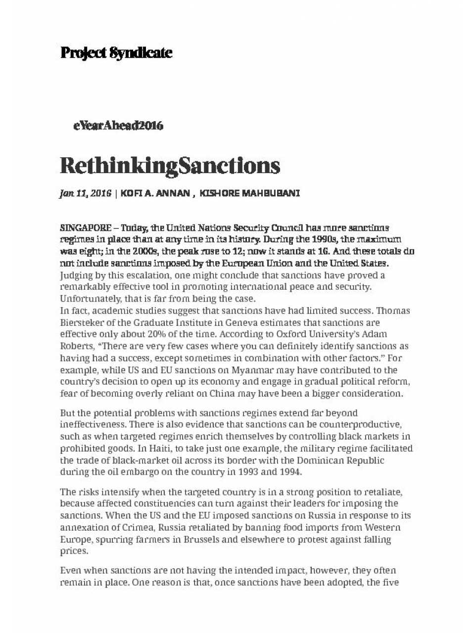 Rethinking sanctions