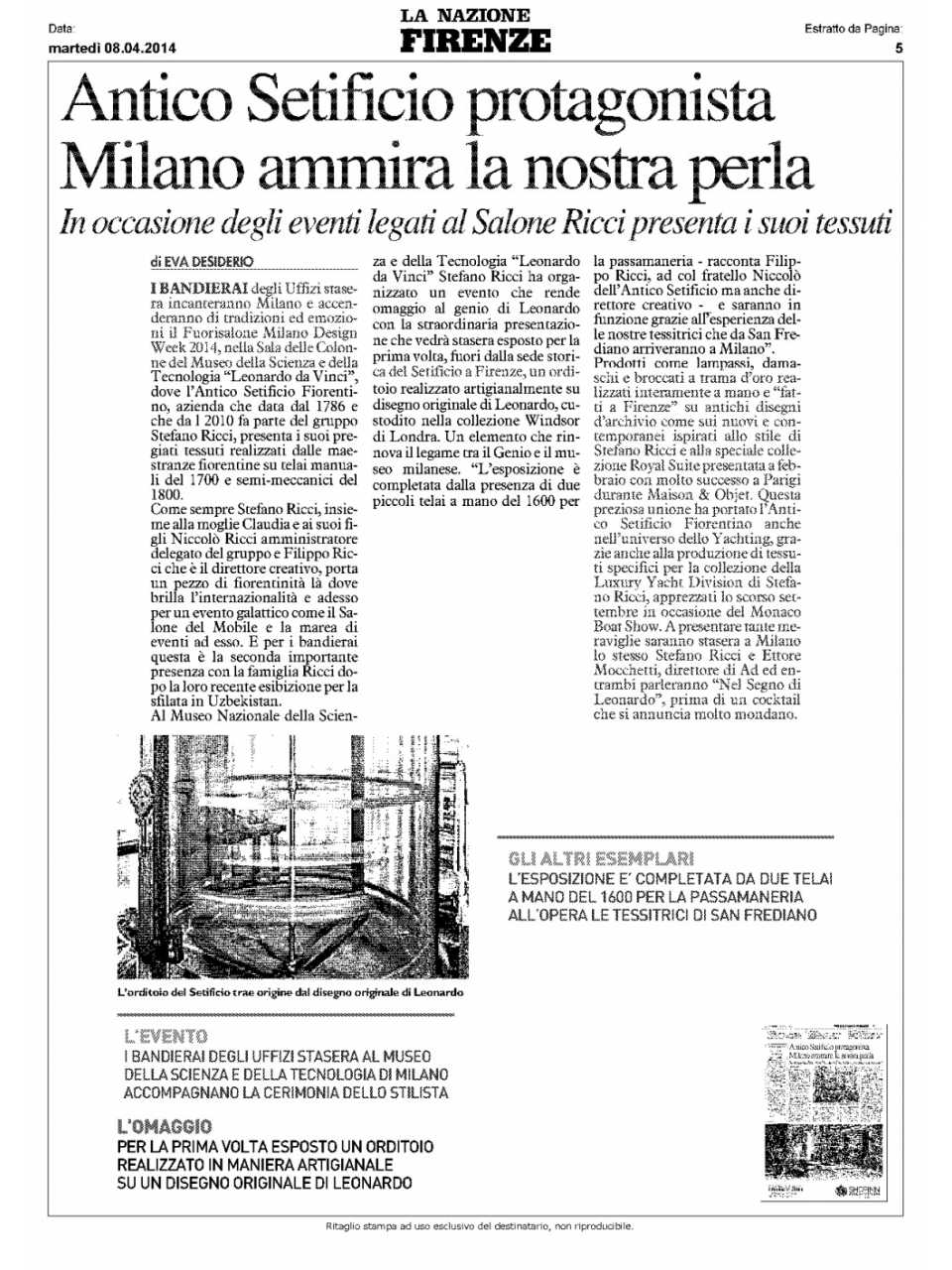 Antico Setificio protagonista. Milano ammira la nostra perla