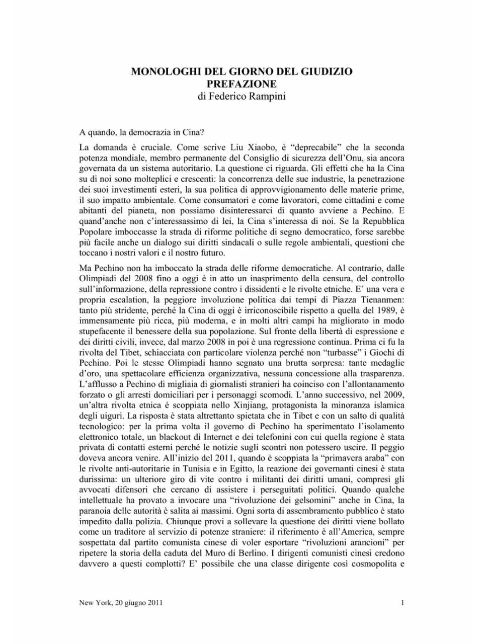 Prefazione a