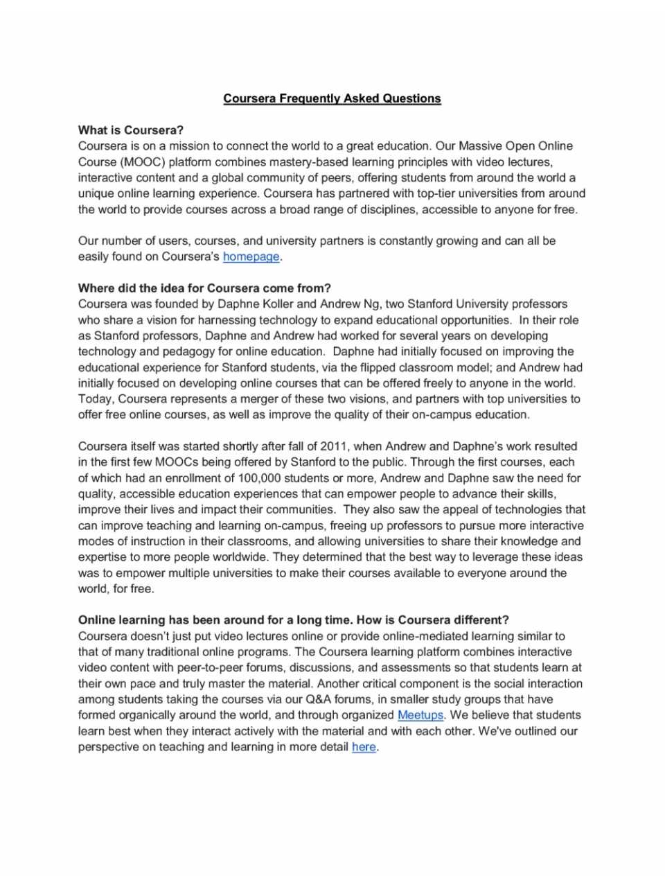Coursera frequently asked questions