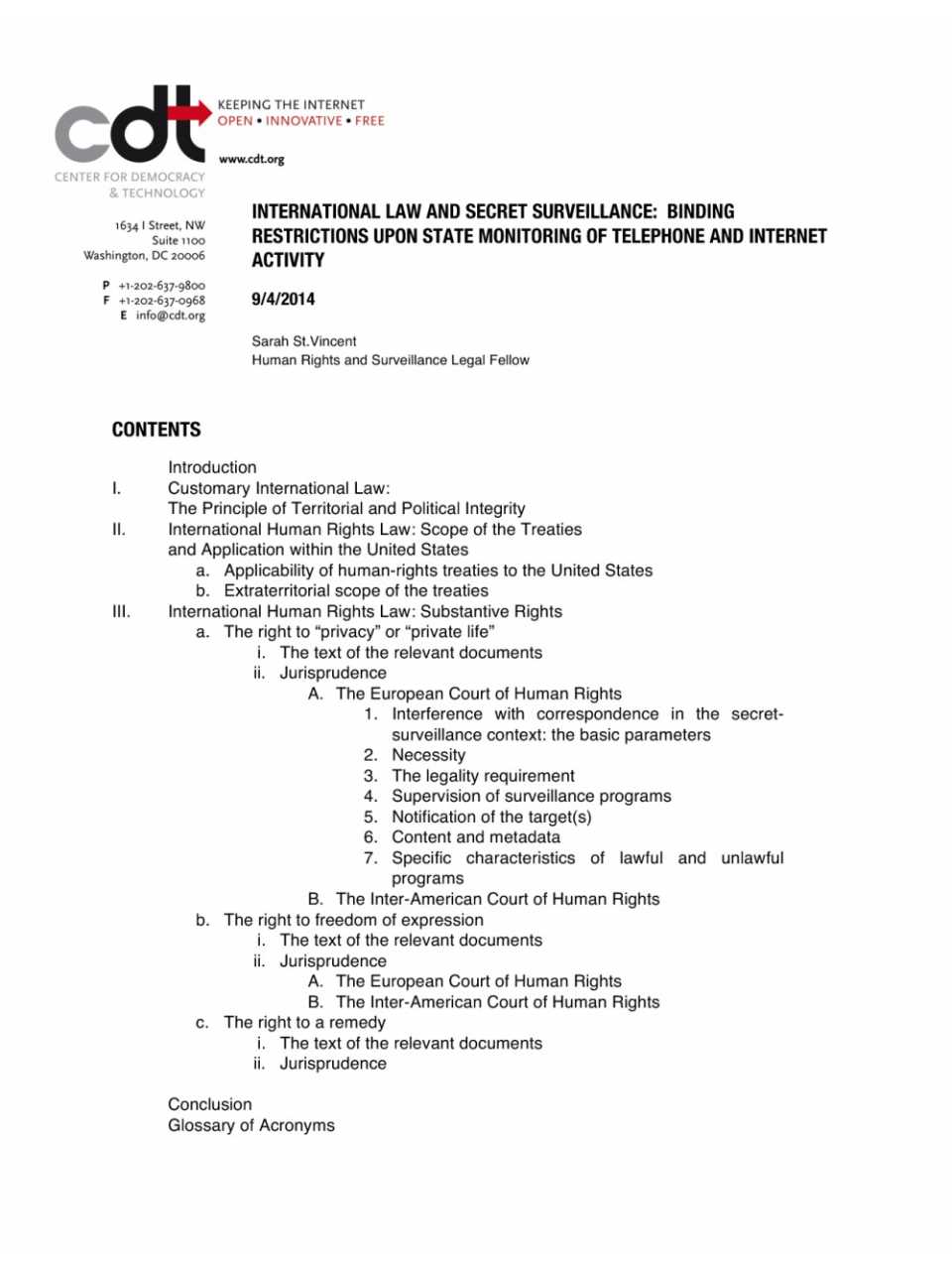 International law and secret surveillance: binding restrictions upon state monitoring of telephone and internet activity