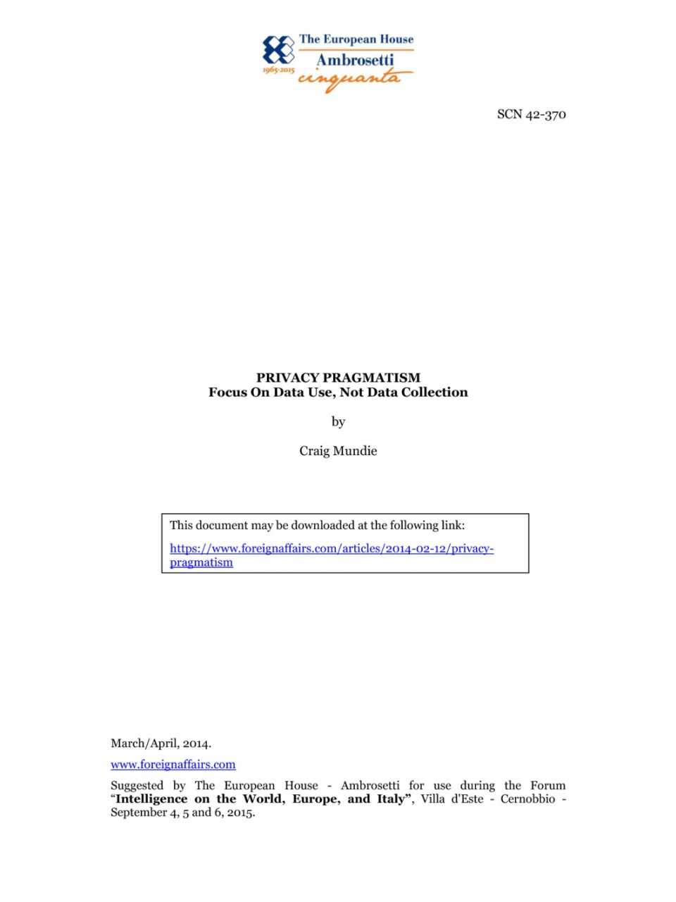 Privacy pragmatism