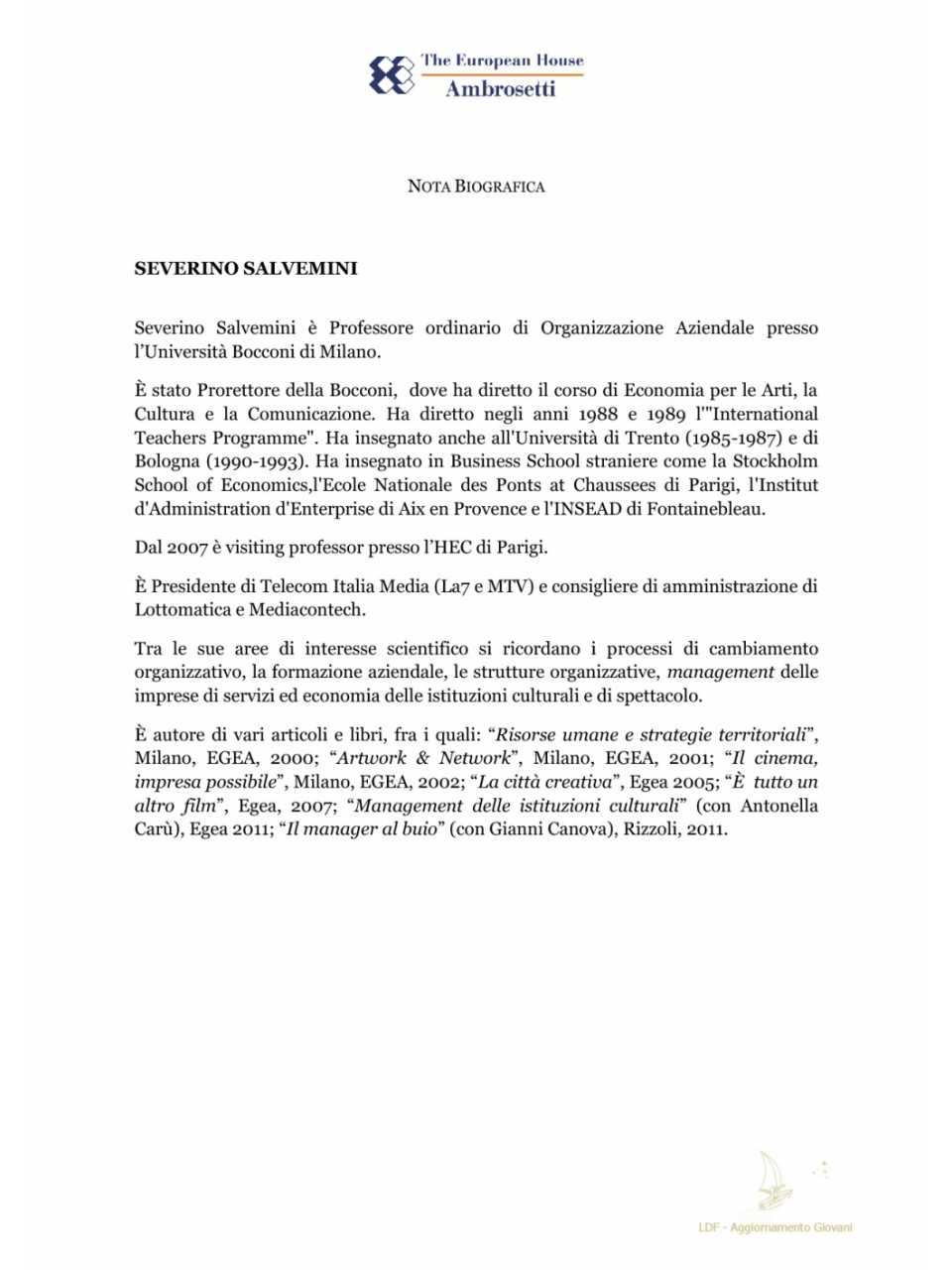 Nota biografica - Severino Salvemini