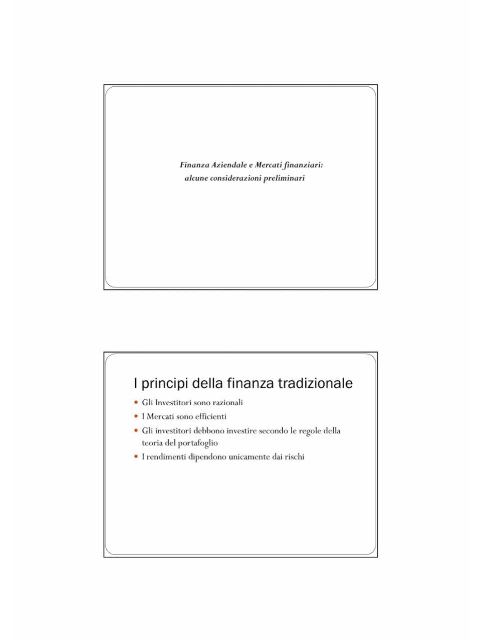 Finanza aziendale e mercati finanziari