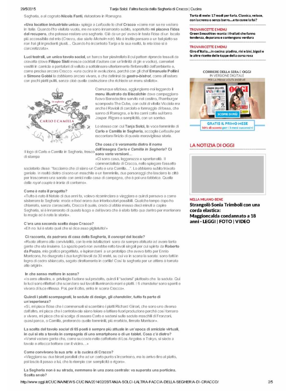 Tanja Solci: l'altra faccia della Segheria di Cracco