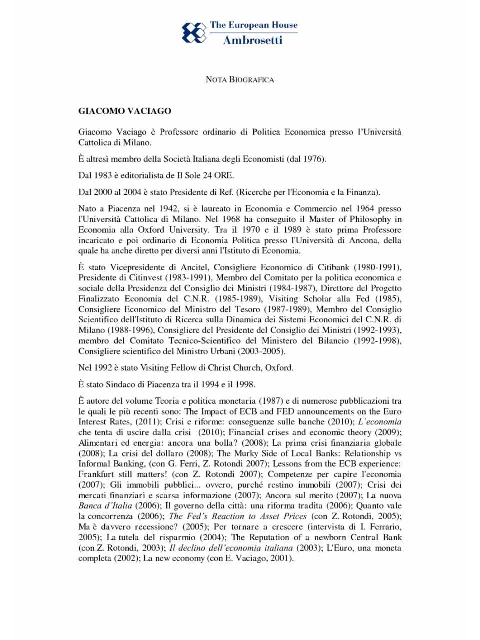 Nota biografica G. Vaciago