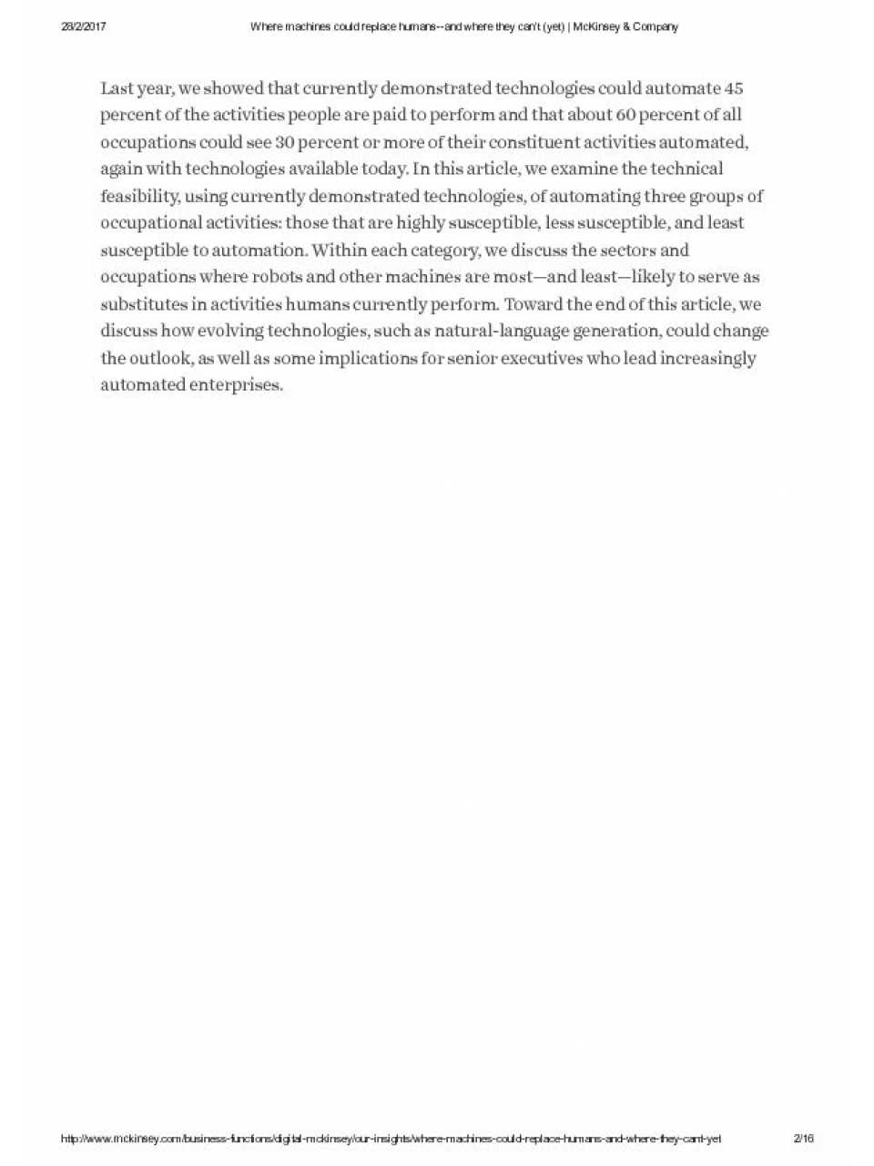 Where machines could replaces humans and where tahey can't (yet)