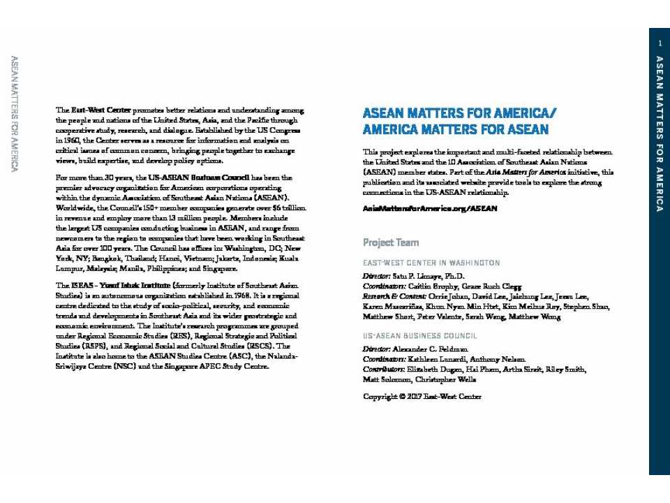 Asean Matters For America Matters For Asean