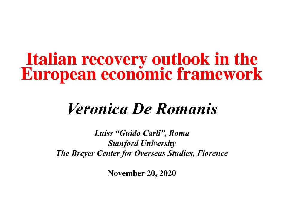 Italian recovery outlook in the european economic framework