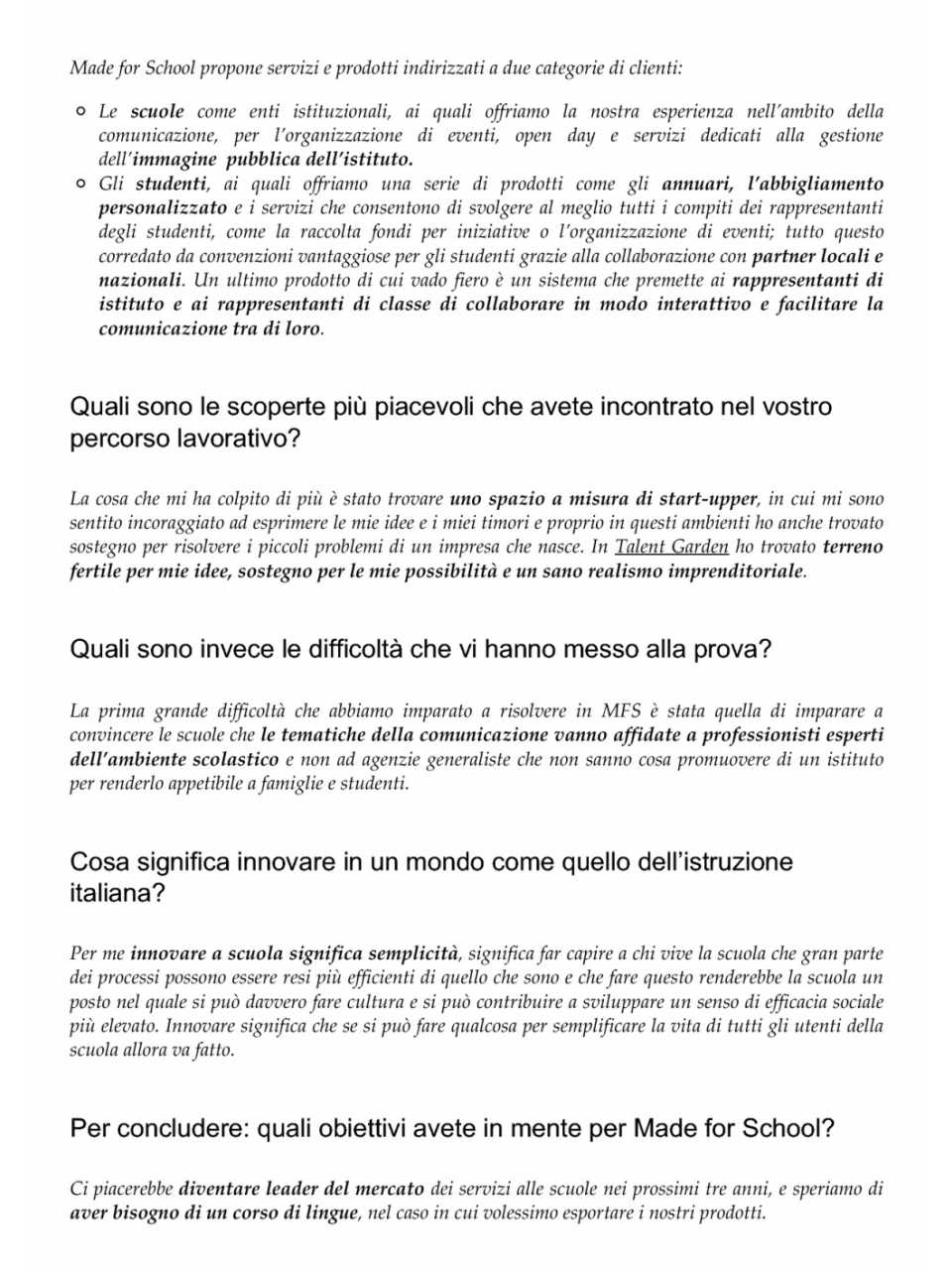 Made for School, una start up che accompagna le scuole nel mondo digitale.