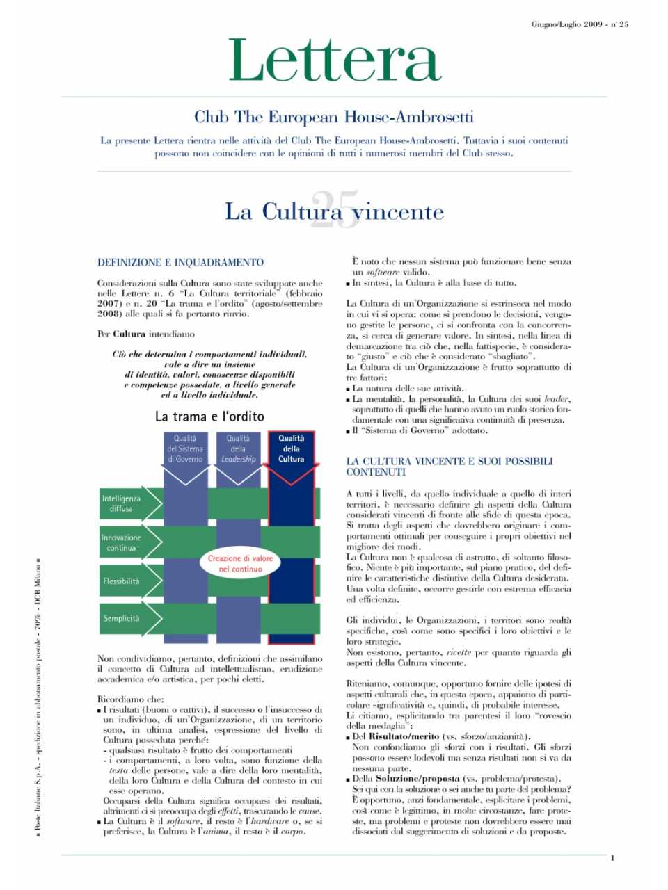 Lettera Club n. 25 - La cultura vincente