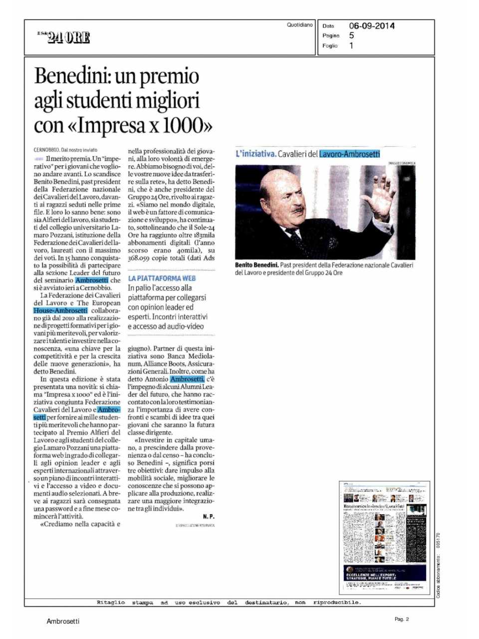 Rassegna stampa ImpresaX1000