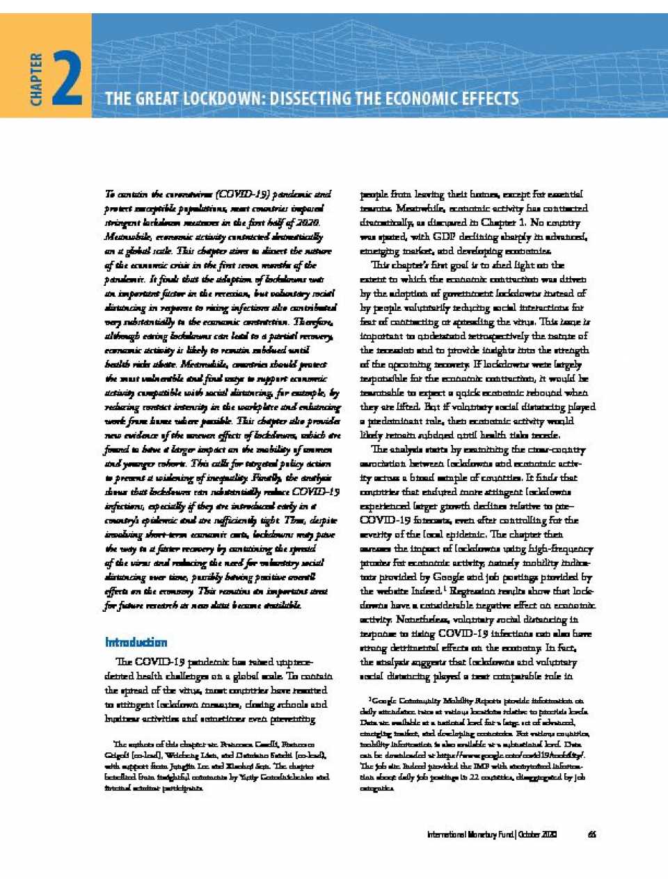 World economic outlook, october 2020: a long and difficult ascent - chapter 2: dissecting the economic effects