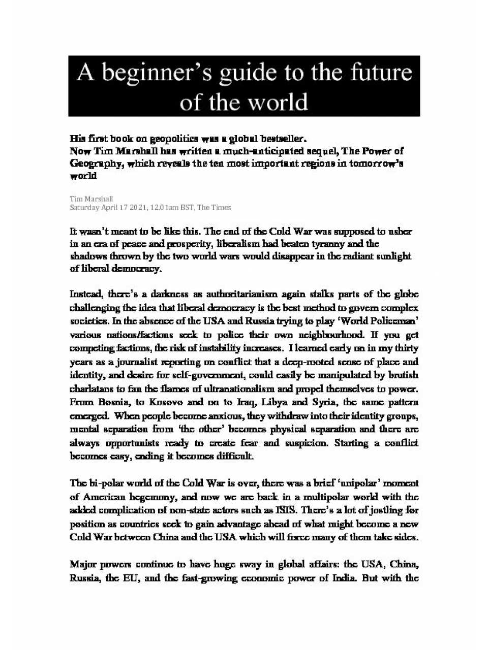 A beginner’s guide to the future of the world