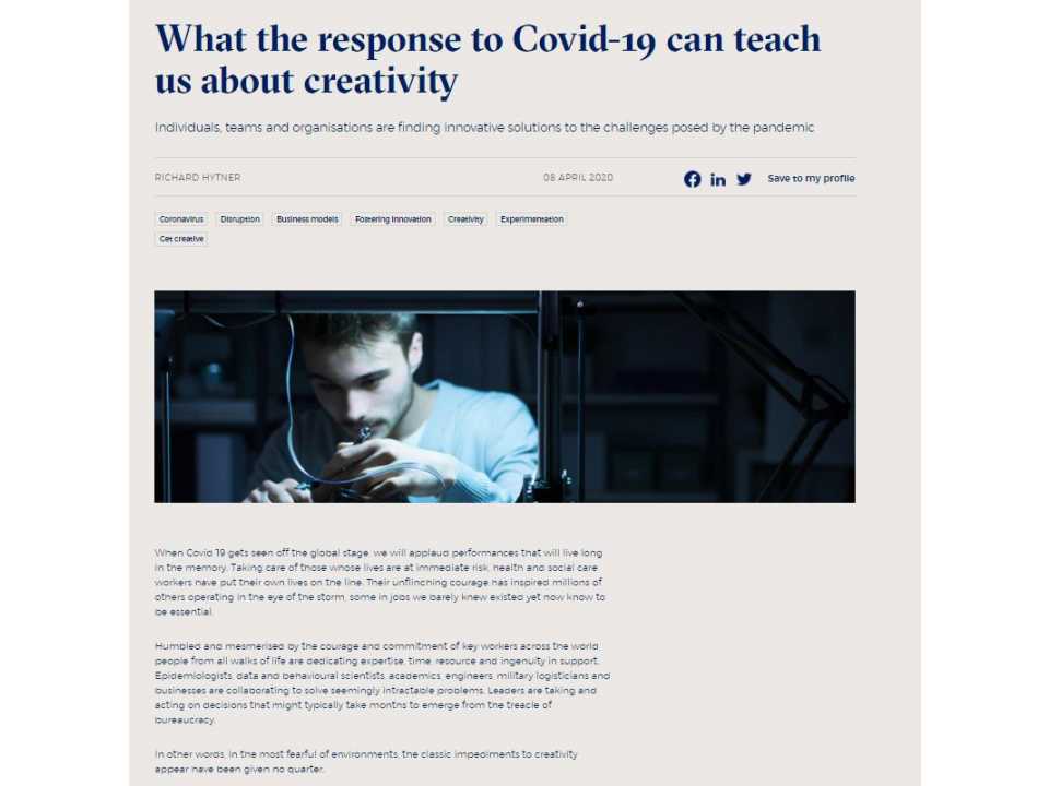 What the response to Covid-19 can teach us about creativity