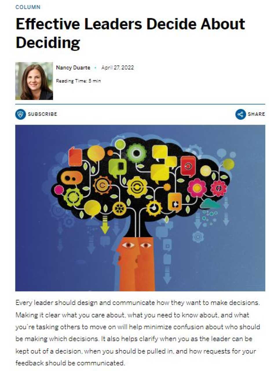 Effective leaders decide about deciding