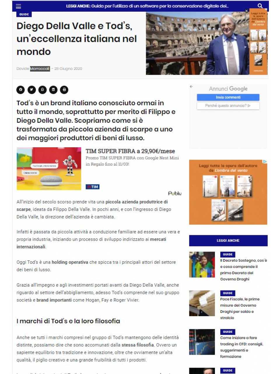 Diego Della Valle e Tod’s, un’eccellenza italiana nel mondo