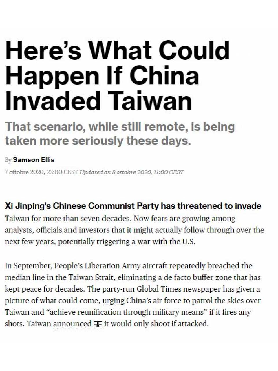 Here’s what could happen if China invaded Taiwan