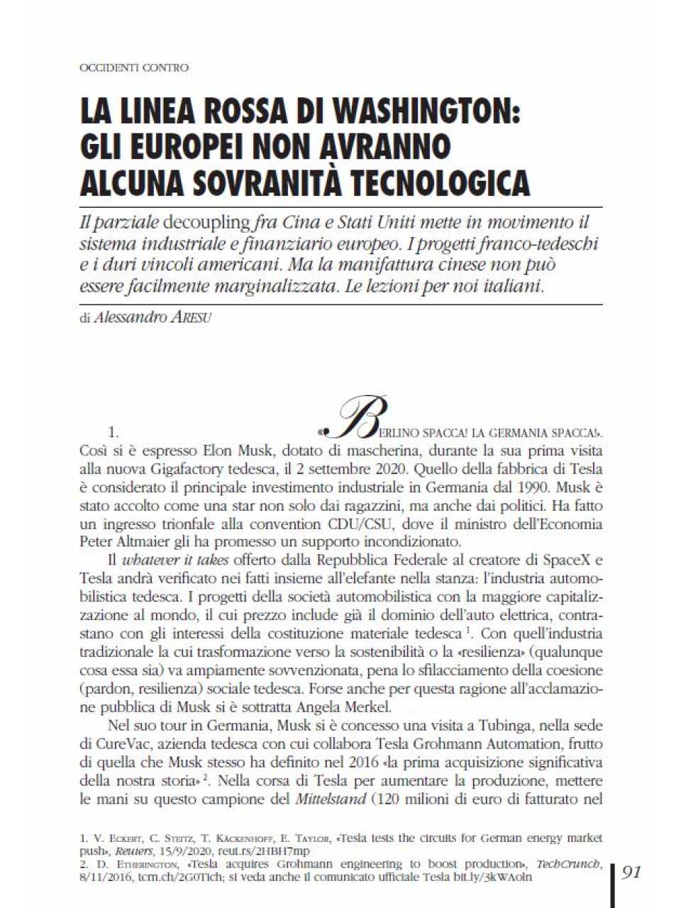 La linea rossa di Washington: gli europei non avranno alcuna sovranità tecnologica
