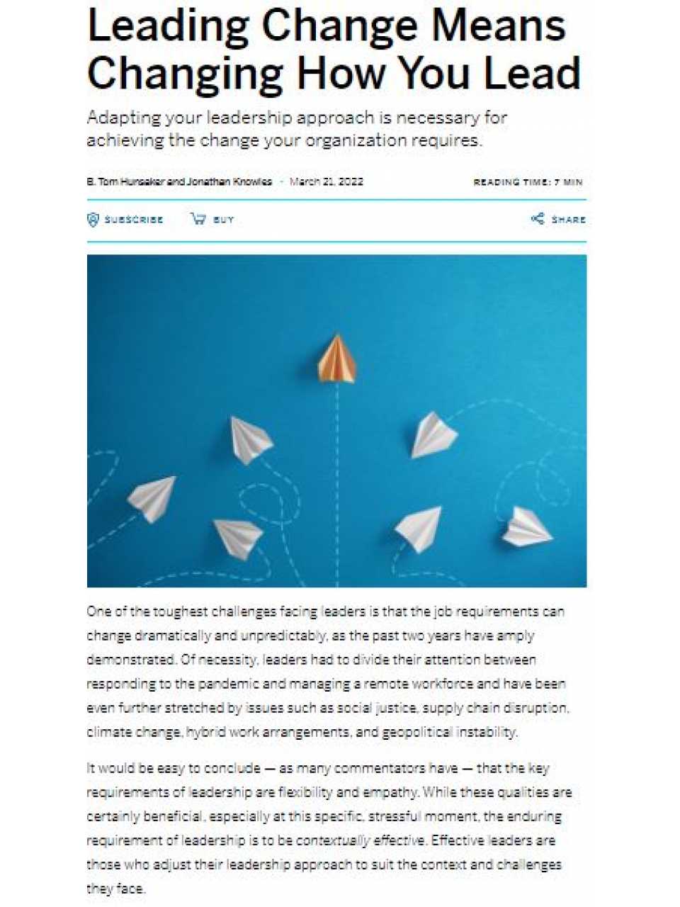 Leading change means changing how you lead