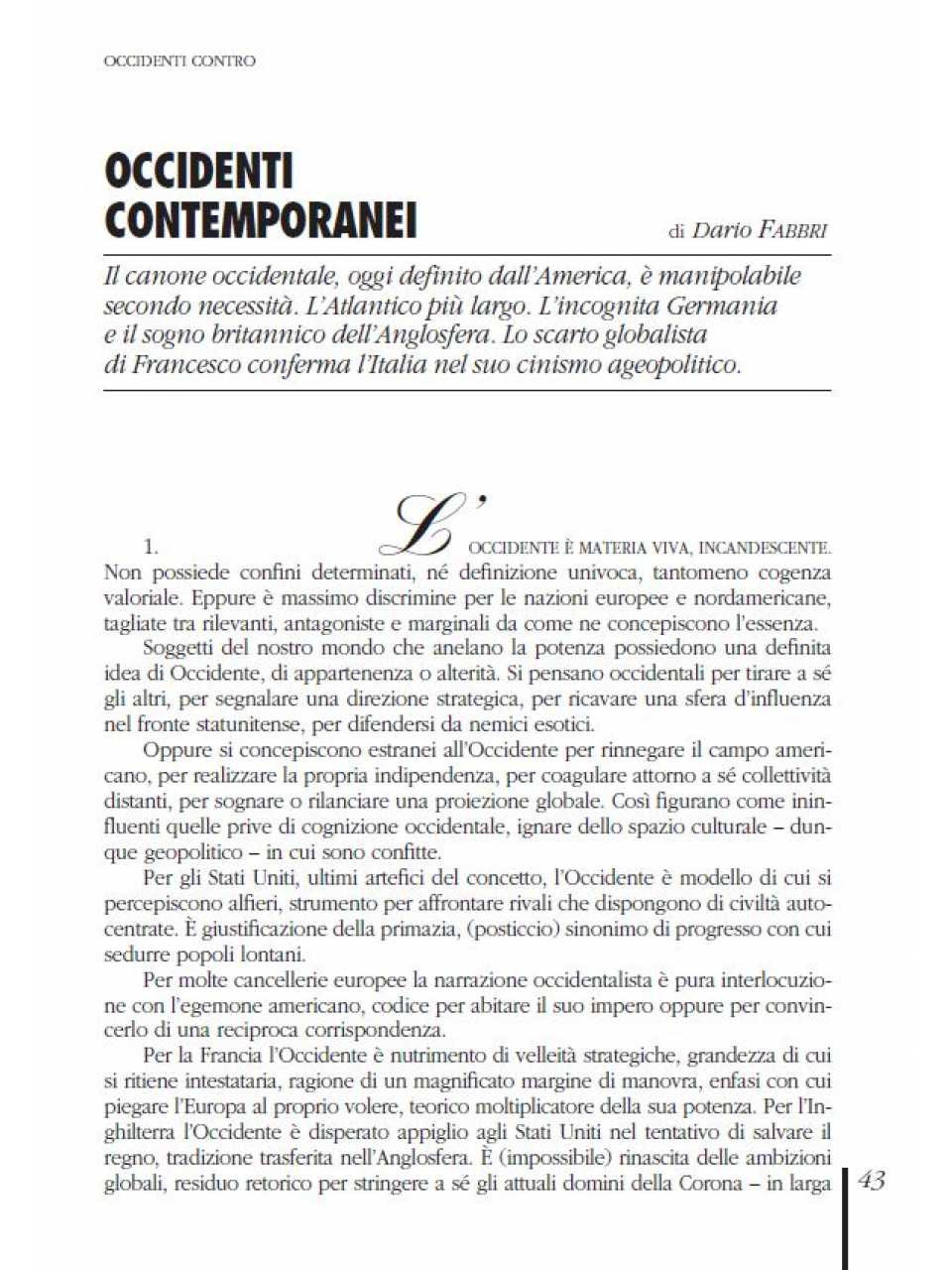 Occidenti contemporanei