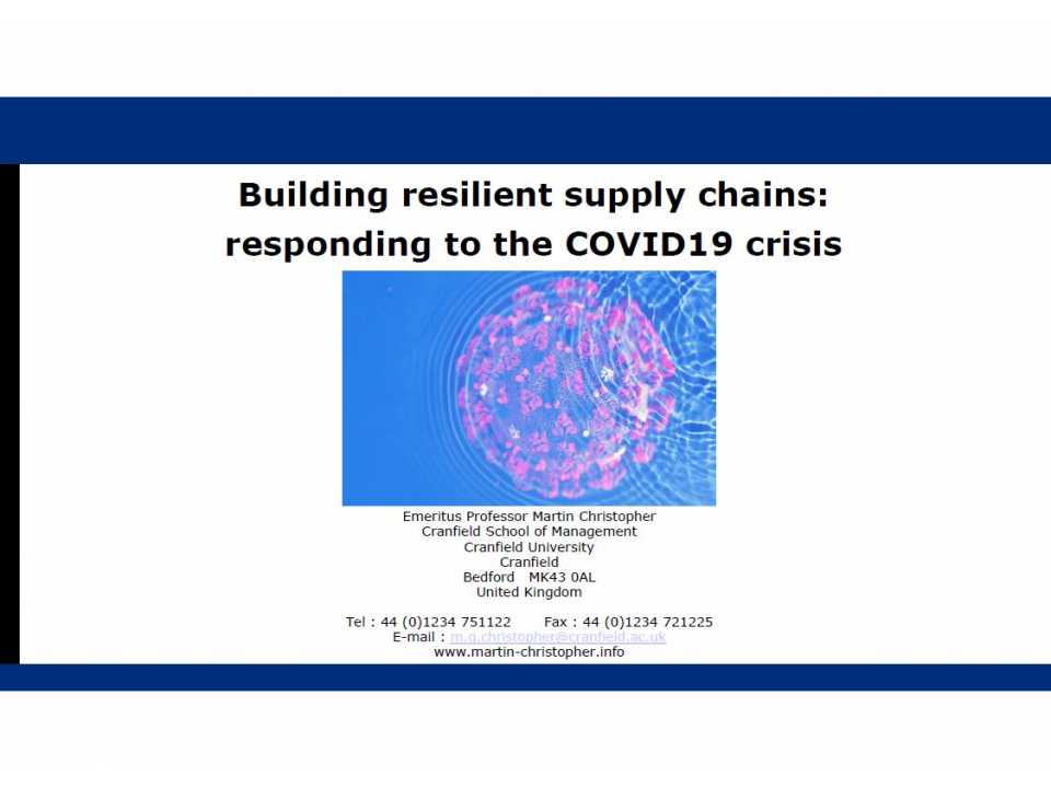 Building resilient supply chains: responding to the COVID19 crisis