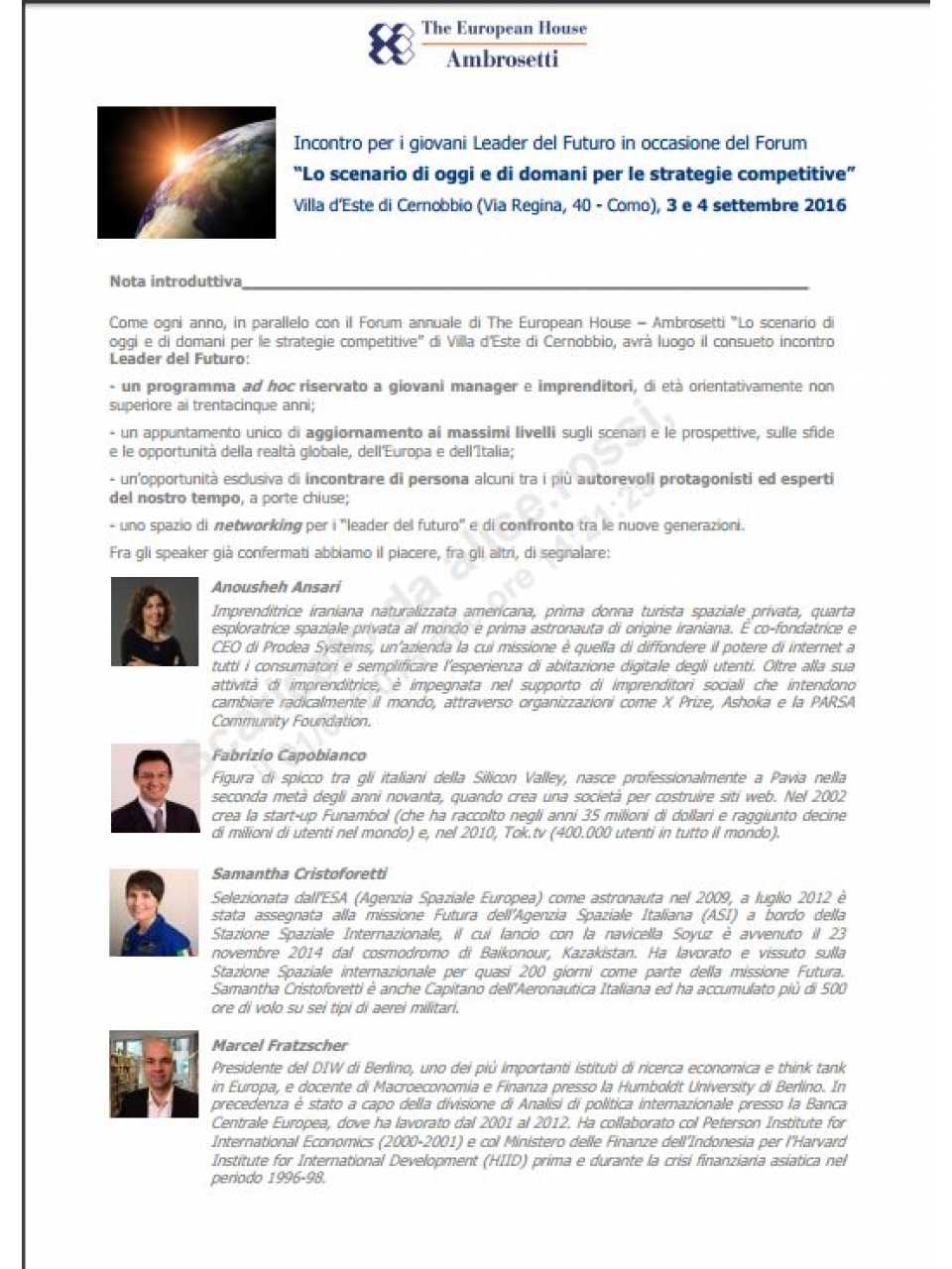 Nota informativa - Lo scenario di oggi e di domani per le strategie competitive