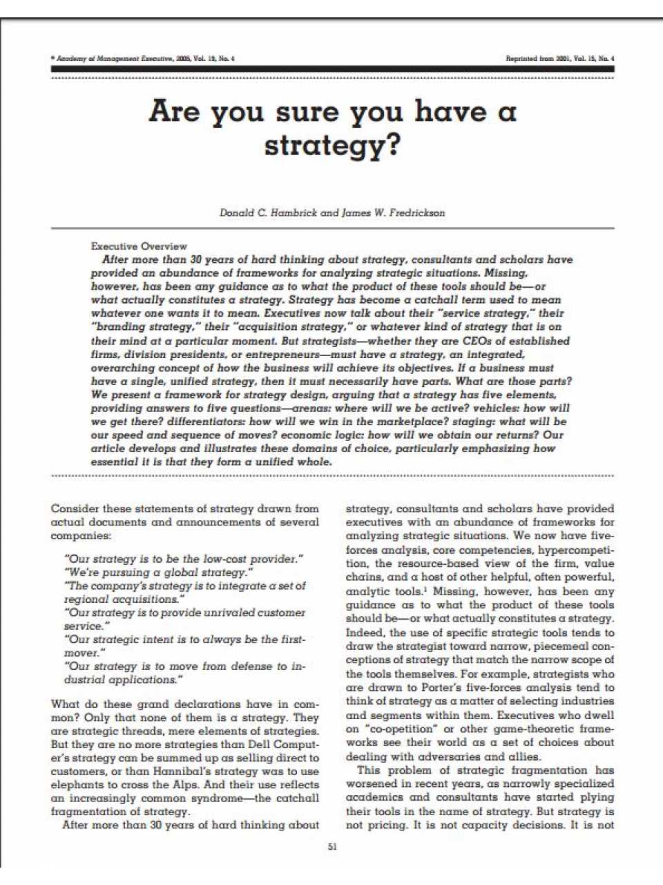 Are you sure you have a strategy?